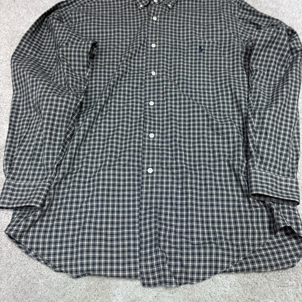 Ralph Lauren Button Down Shirt Classic Fit Blue Plaid Long Sleeve Men’s Medium - Picture 8 of 10